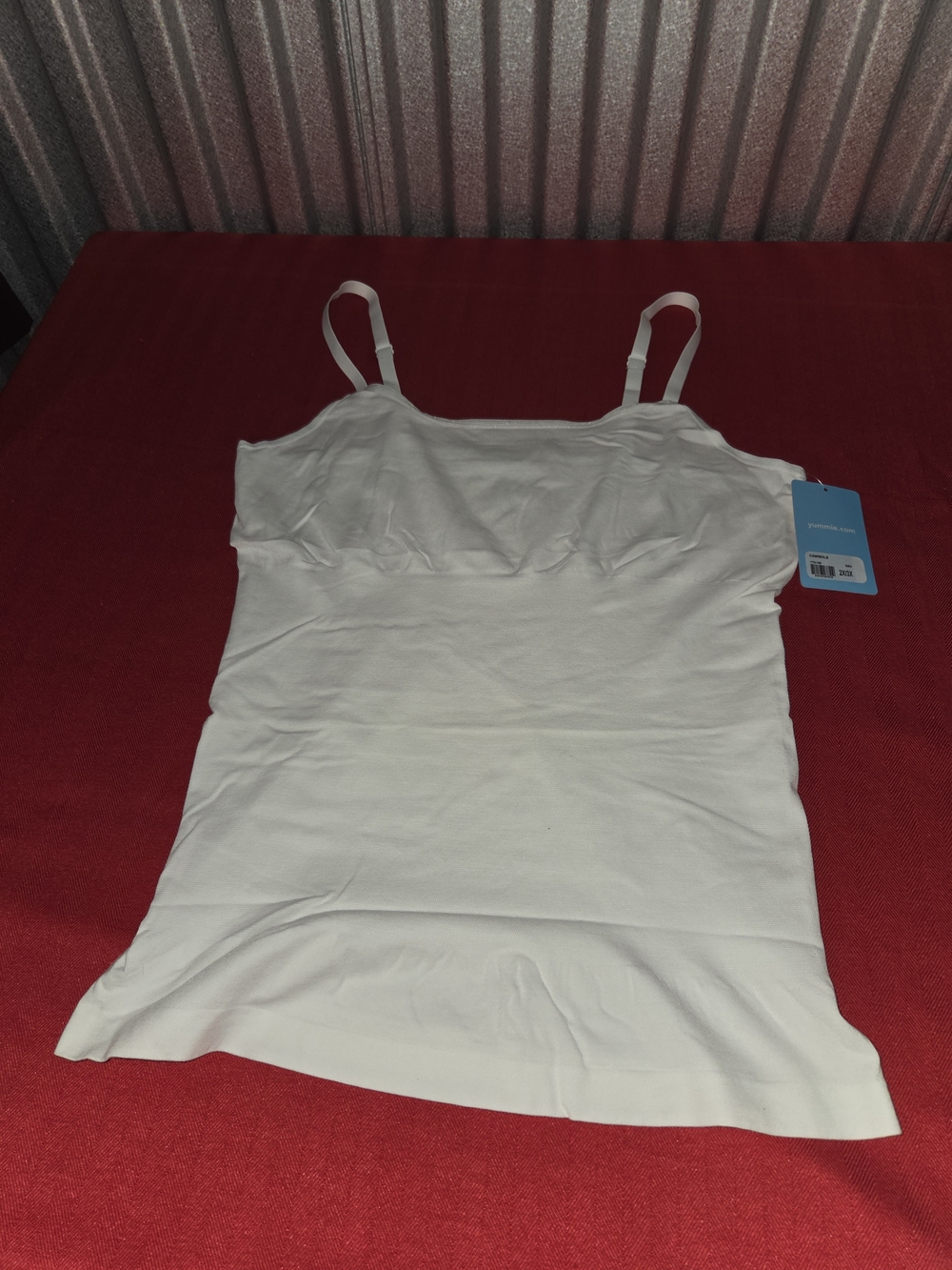 Women’s White Seamless Shelf-Bra Cami with Adjustable Straps